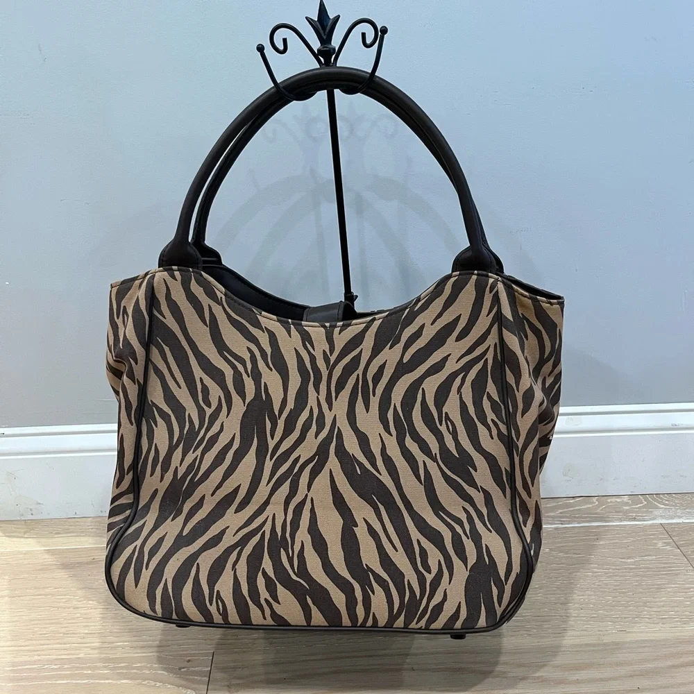 Liz Claiborne Tan and Brown Zebra Print Shoulder Bag - Picture 2 of 7